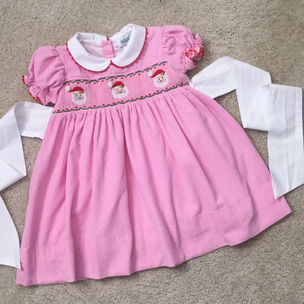 Pink Smocked Holiday Dress for Girls